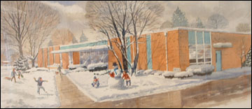 Painting of Centerville Library on Virginia Avenue
