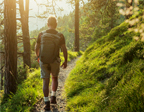 image of man walking in forest